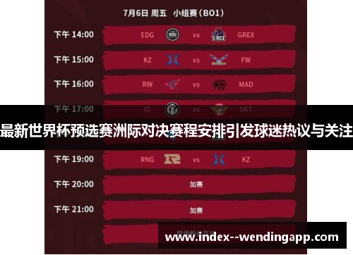 最新世界杯预选赛洲际对决赛程安排引发球迷热议与关注